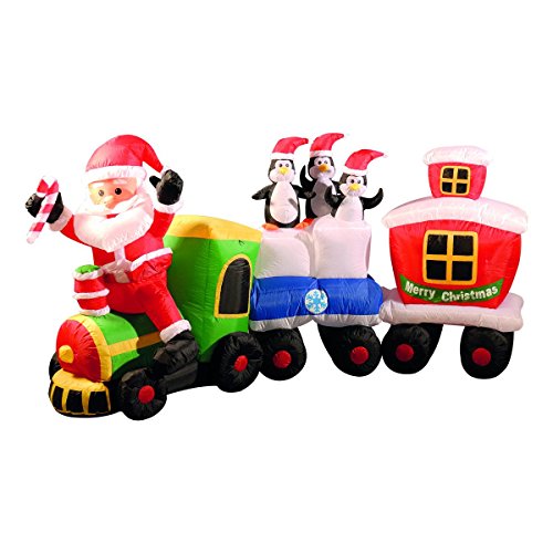 Inflatable Christmas Train with Santa and Friends - Inflatable